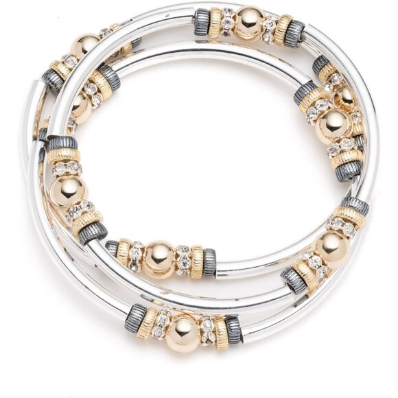 Women Silver Classics Trio Stretch Bracelets are set with hematite rondels - Picture 1 of 1